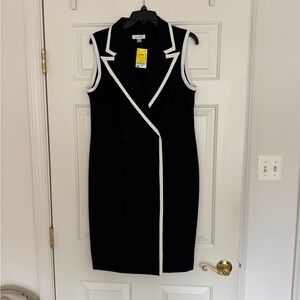 NWT Calvin Klein Black and White Sleeveless Dress